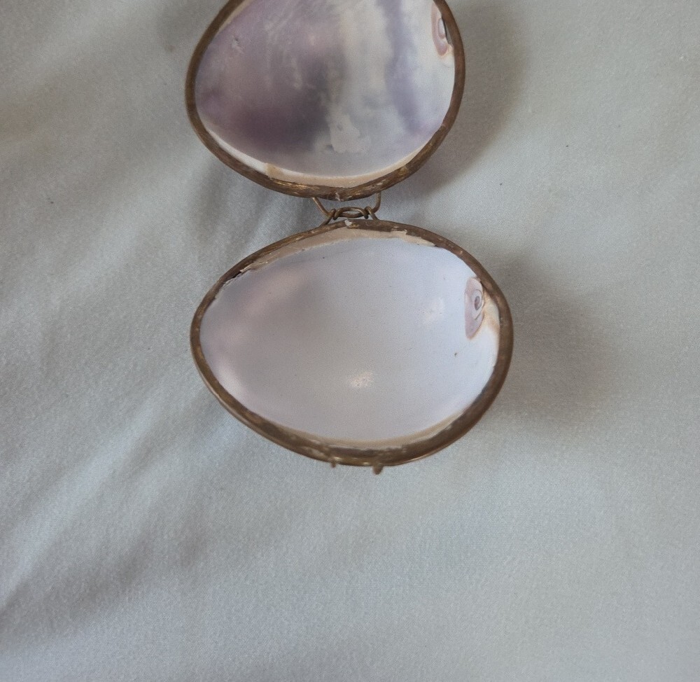 Purple Vintage Shell Coin Brass Purse - Picture 4 of 7